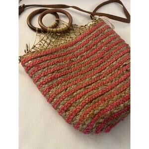 NANETTE LEPORE CLEMENTINE JUTE BUCKET SHOULDER BAG (BERRY) MSRP $68.00